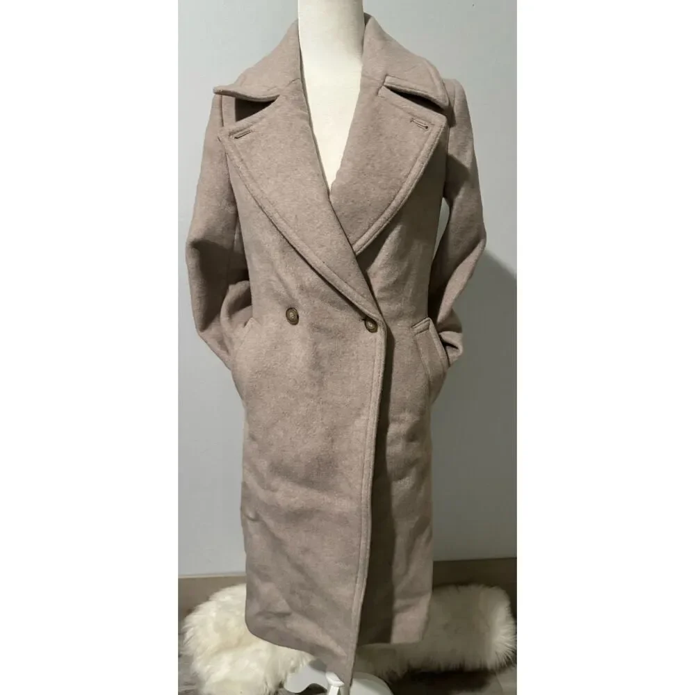 Club Monaco Daylina wool blend light blush long coat XS
